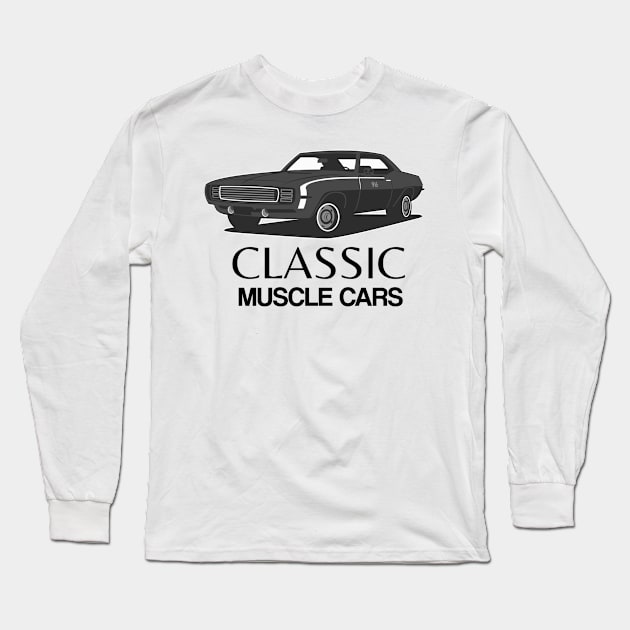 Classic Muscle Cars Black Varient Long Sleeve T-Shirt by FungibleDesign